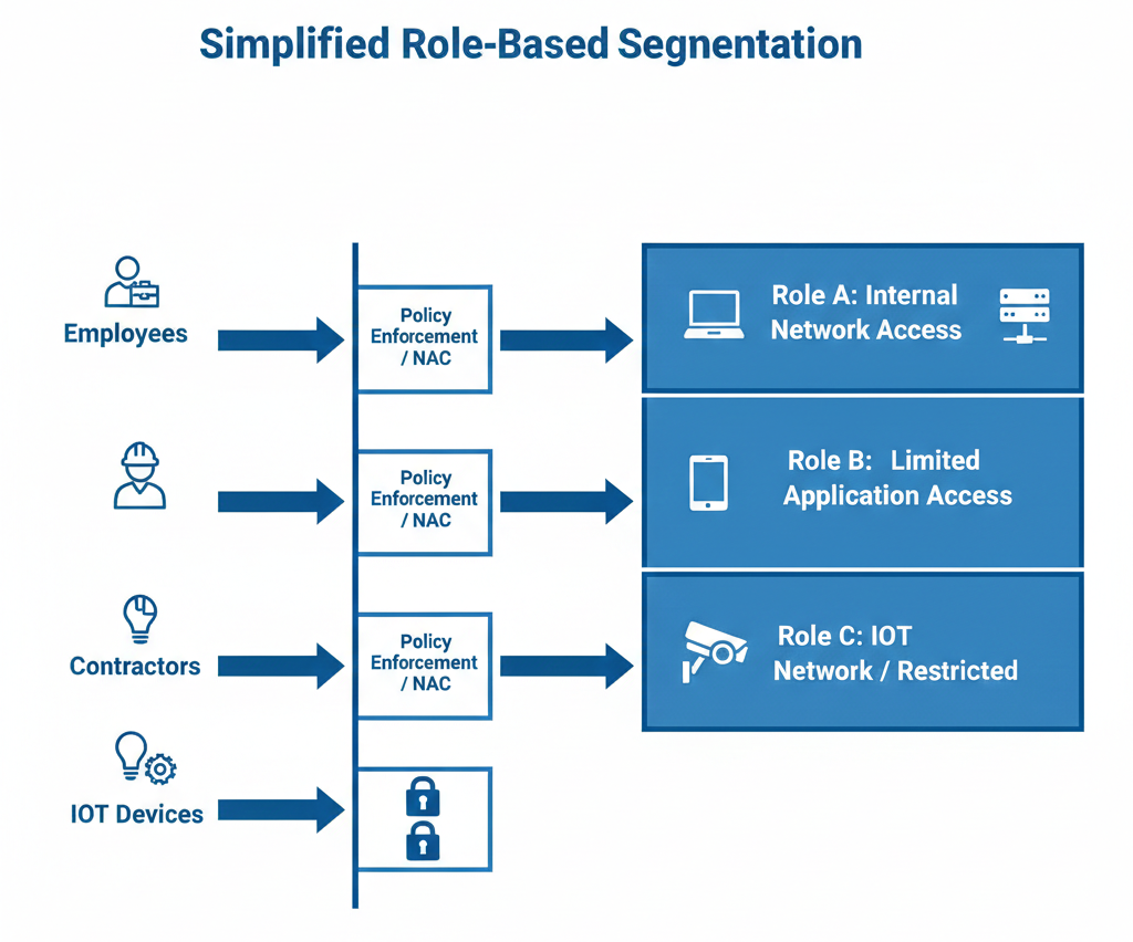 Diagram of simplified role-based network segmentation